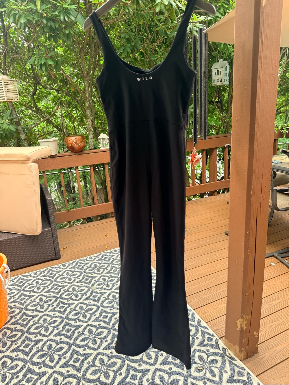 Scoop-Neck Black Stretch Jumpsuit - Picture 7 of 7